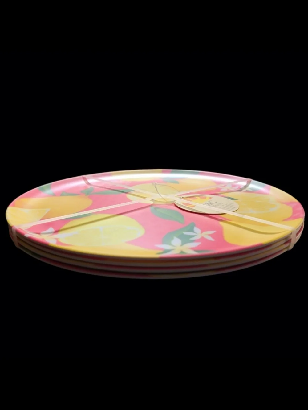 4pc Pink Lemon Blossom Summer Indoor Outdoor Melamine 11